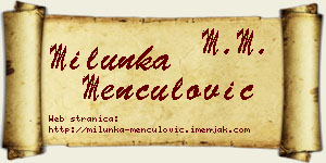 Milunka Menčulović vizit kartica